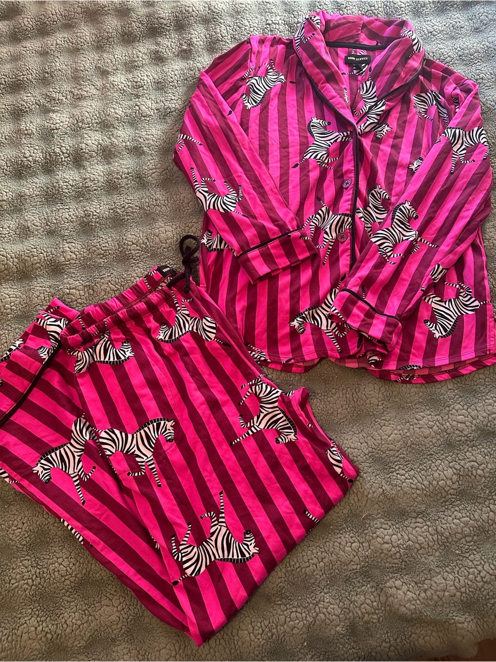 Room Service Women’s Hot Pink Zebra Stripe Pajama Set